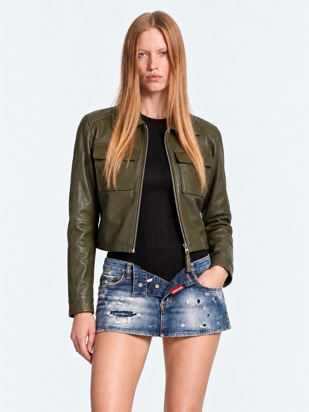 BOLONGARO TREVOR M
Olive Green Women's sheep Leather Zip Jacket